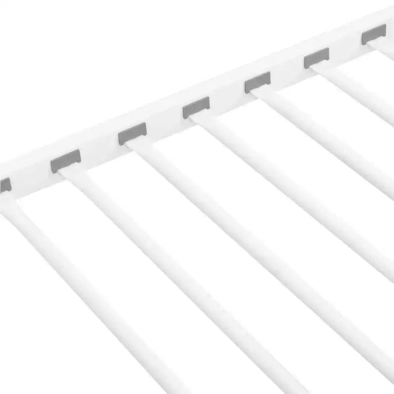 Lit superposé en métal avec barrière de sécurité et échelle, Lit robuste convertible pour enfants, adolescents et adultes, Blanc