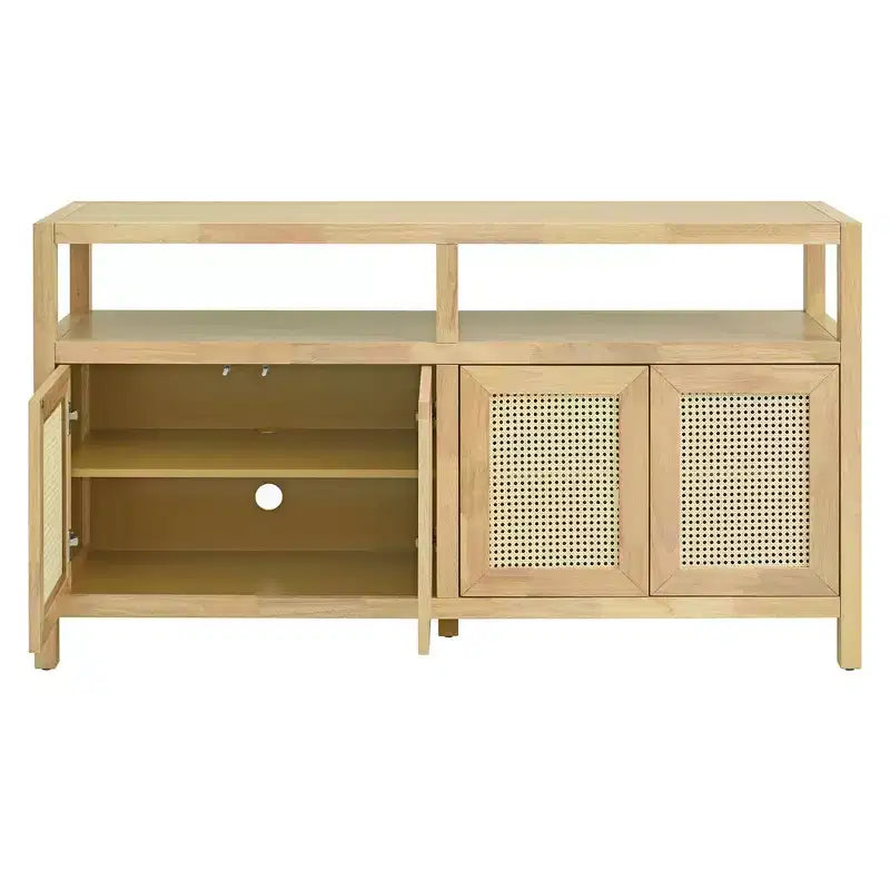 Buffet de style bohème, buffet avec 4 portes et 1 étagère ouverte, meuble de rangement pour salon, salle à manger, cuisine