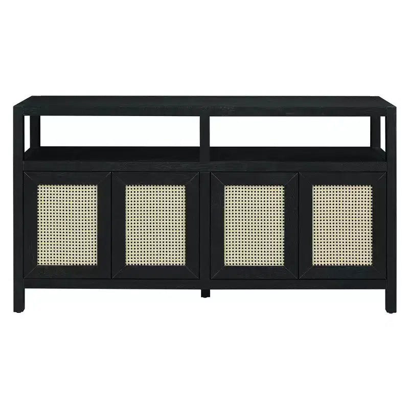 Buffet de style bohème, buffet avec 4 portes et 1 étagère ouverte, meuble de rangement pour salon, salle à manger, cuisine