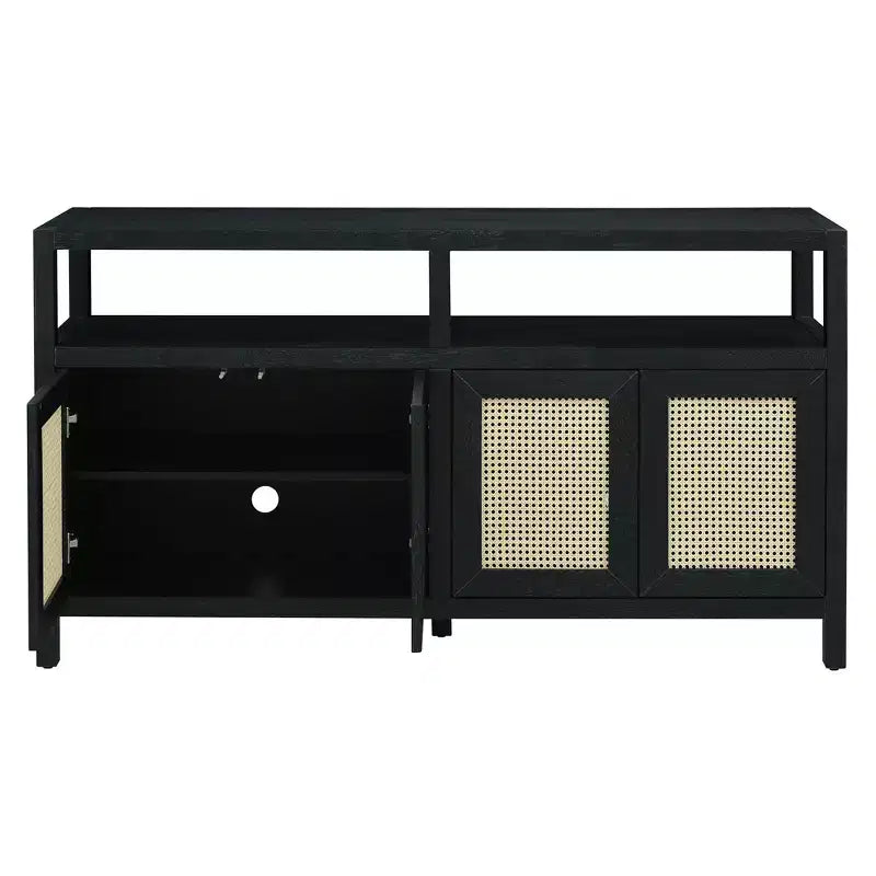Buffet de style bohème, buffet avec 4 portes et 1 étagère ouverte, meuble de rangement pour salon, salle à manger, cuisine