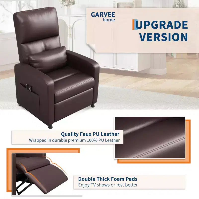 Fauteuil Inclinable Électrique - Chaleur et Massage, Fauteuil Relax Électrique Réglable Ergonomique en Cuir PU, Dossier Haut, Siège Rembourré, Sièges de Cinéma Maison