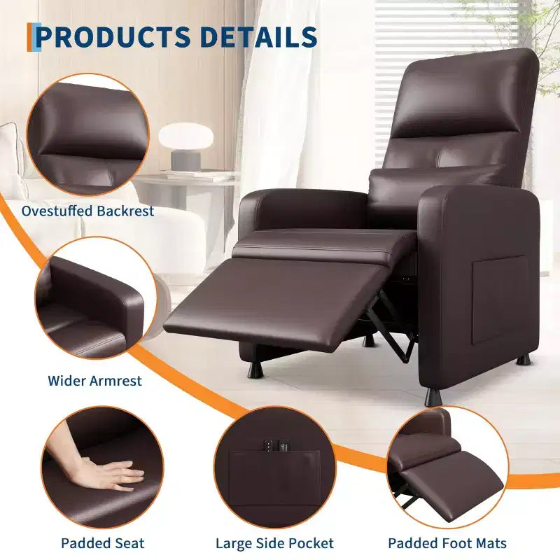 Fauteuil Inclinable Électrique - Chaleur et Massage, Fauteuil Relax Électrique Réglable Ergonomique en Cuir PU, Dossier Haut, Siège Rembourré, Sièges de Cinéma Maison