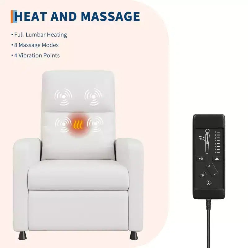 Fauteuil Inclinable Électrique - Chaleur et Massage, Fauteuil Relax Électrique Réglable Ergonomique en Cuir PU, Dossier Haut, Siège Rembourré, Sièges de Cinéma Maison