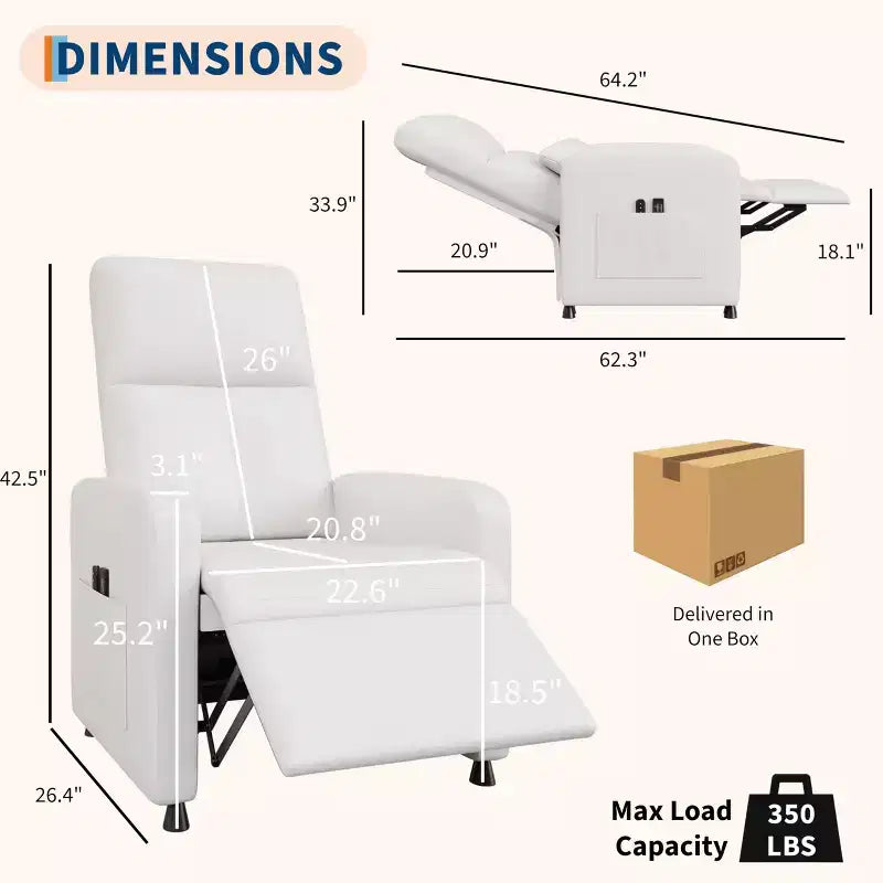 Fauteuil Inclinable Électrique - Chaleur et Massage, Fauteuil Relax Électrique Réglable Ergonomique en Cuir PU, Dossier Haut, Siège Rembourré, Sièges de Cinéma Maison
