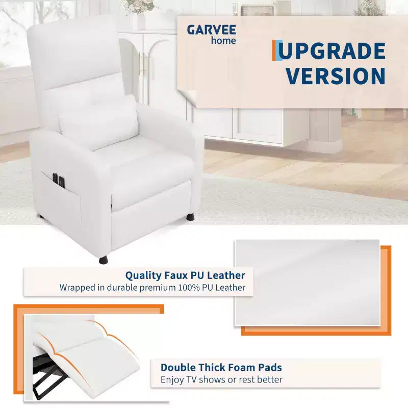 Fauteuil Inclinable Électrique - Chaleur et Massage, Fauteuil Relax Électrique Réglable Ergonomique en Cuir PU, Dossier Haut, Siège Rembourré, Sièges de Cinéma Maison