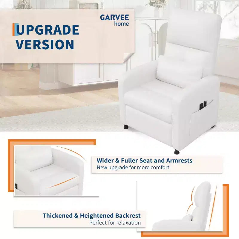 Fauteuil Inclinable Électrique - Chaleur et Massage, Fauteuil Relax Électrique Réglable Ergonomique en Cuir PU, Dossier Haut, Siège Rembourré, Sièges de Cinéma Maison