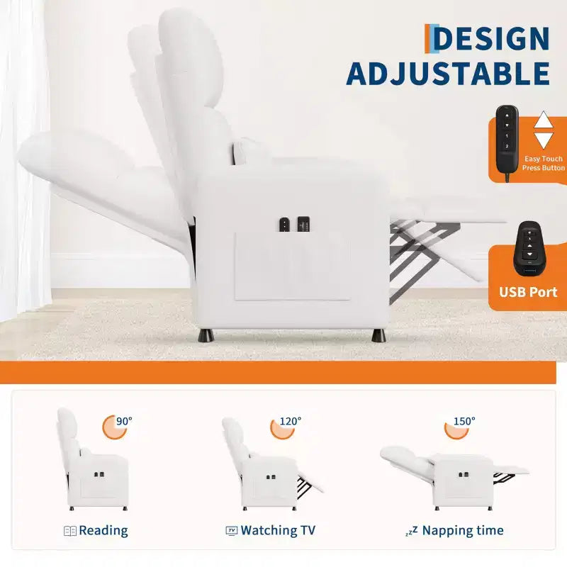 Fauteuil Inclinable Électrique - Chaleur et Massage, Fauteuil Relax Électrique Réglable Ergonomique en Cuir PU, Dossier Haut, Siège Rembourré, Sièges de Cinéma Maison