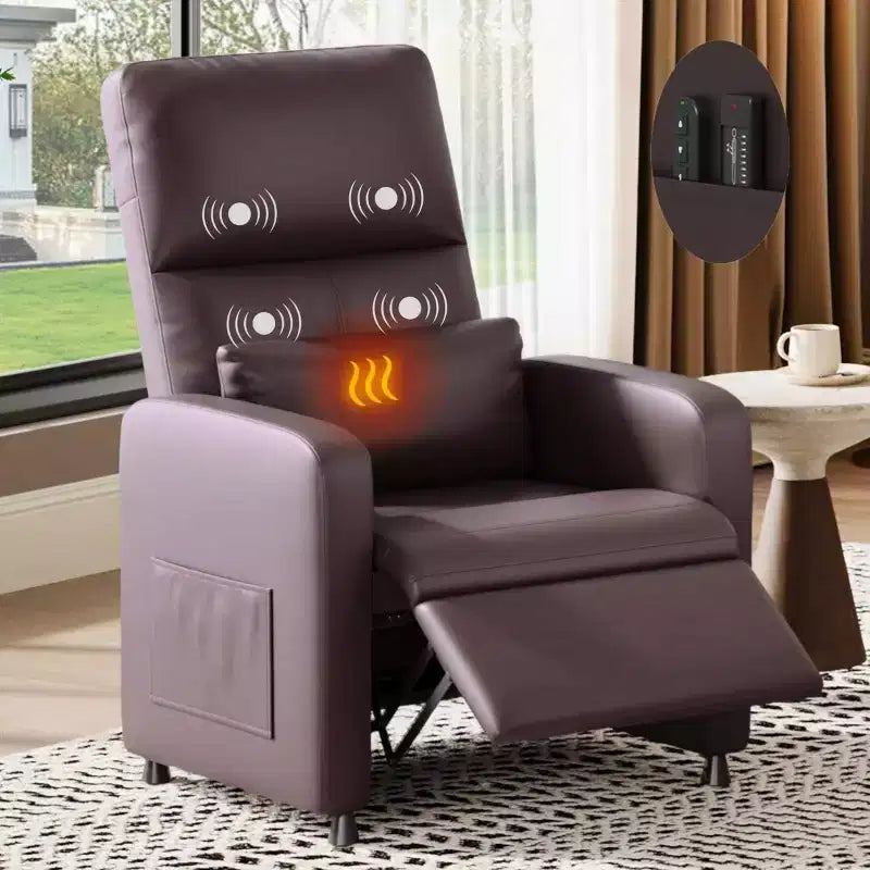 Fauteuil Inclinable Électrique - Chaleur et Massage, Fauteuil Relax Électrique Réglable Ergonomique en Cuir PU, Dossier Haut, Siège Rembourré, Sièges de Cinéma Maison