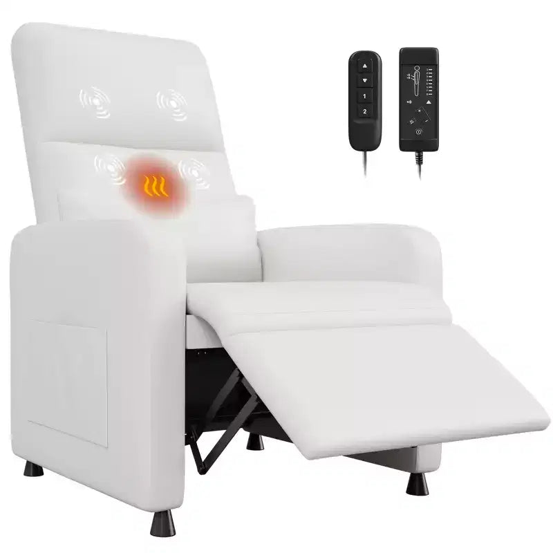 Fauteuil Inclinable Électrique - Chaleur et Massage, Fauteuil Relax Électrique Réglable Ergonomique en Cuir PU, Dossier Haut, Siège Rembourré, Sièges de Cinéma Maison