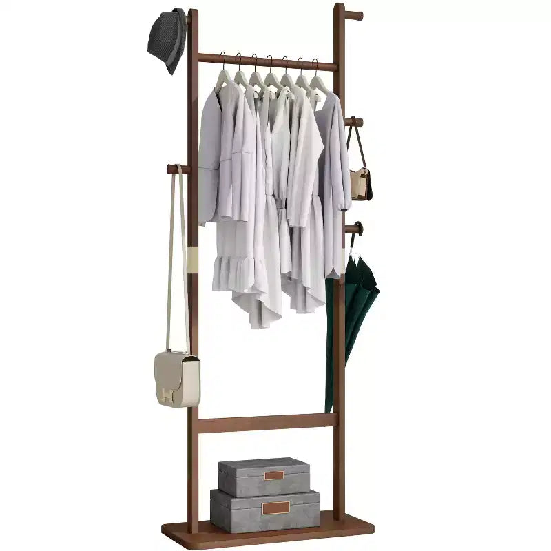 Porte-vêtements en bois pour hommes et femmes, Portant à vêtements avec tiroir, cintre, plateau de rangement, barre à cravates, étagère à chaussures, Valet de chambre pour chambre à coucher, bureau, entrée