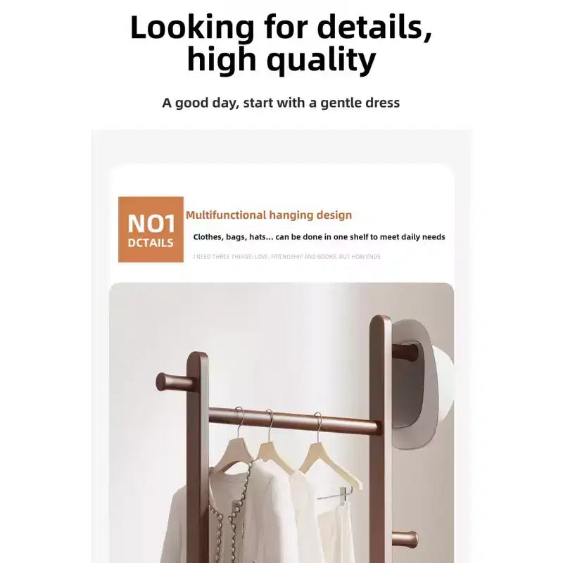 Porte-vêtements en bois pour hommes et femmes, Portant à vêtements avec tiroir, cintre, plateau de rangement, barre à cravates, étagère à chaussures, Valet de chambre pour chambre à coucher, bureau, entrée