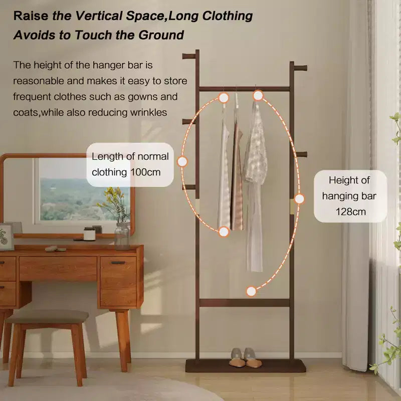 Porte-vêtements en bois pour hommes et femmes, Portant à vêtements avec tiroir, cintre, plateau de rangement, barre à cravates, étagère à chaussures, Valet de chambre pour chambre à coucher, bureau, entrée