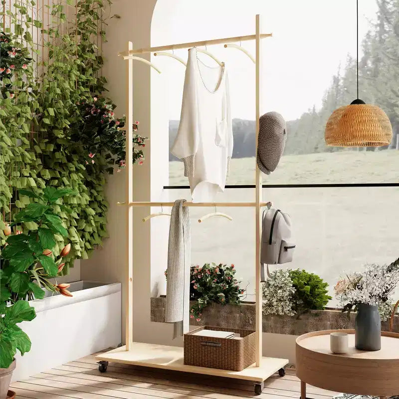 Porte-vêtements en bois pour hommes et femmes, Portant à vêtements avec tiroir, cintre, plateau de rangement, barre à cravates, étagère à chaussures, Valet de chambre pour chambre à coucher, bureau, entrée