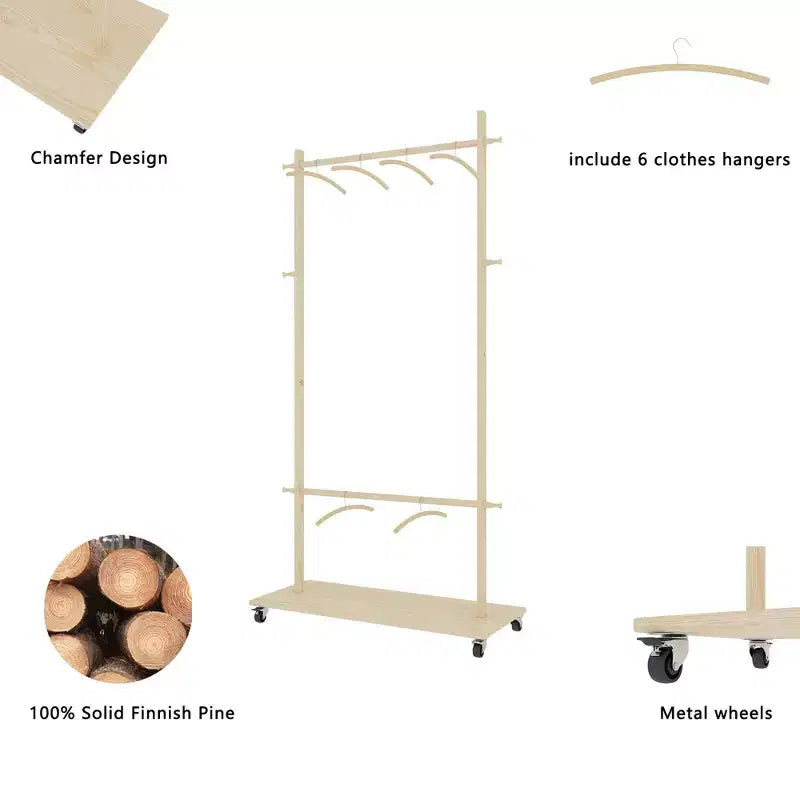 Porte-vêtements en bois pour hommes et femmes, Portant à vêtements avec tiroir, cintre, plateau de rangement, barre à cravates, étagère à chaussures, Valet de chambre pour chambre à coucher, bureau, entrée