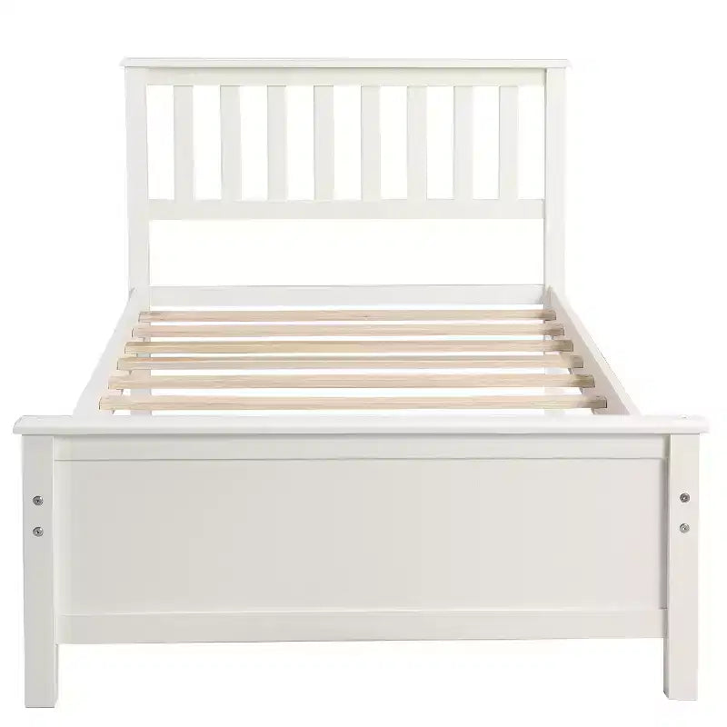 Lit plateforme en bois double avec tête de lit, pied de lit et support à lattes en bois, noyer
