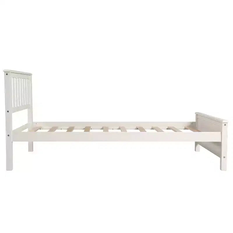 Lit plateforme en bois double avec tête de lit, pied de lit et support à lattes en bois, noyer