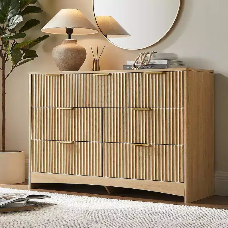 7 Drawers Dresser, Modern Wood Chest of Drawers, Dressers with Round Edge Design, Dresser TV Stand, Wood Drawer Organizer for Bedroom, Living Room