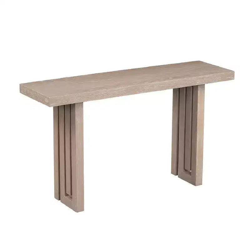 Console moderne pour entrée, placage en chêne, côtés sculptés, avec plateau spacieux pour salon