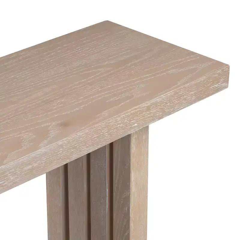 Console moderne pour entrée, placage en chêne, côtés sculptés, avec plateau spacieux pour salon