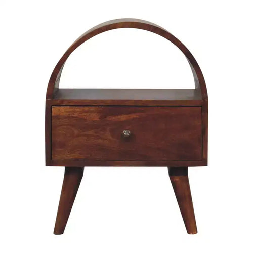 HomeRoots 24 Chestnut Solid Wood Oval Top One Drawer Nightstand