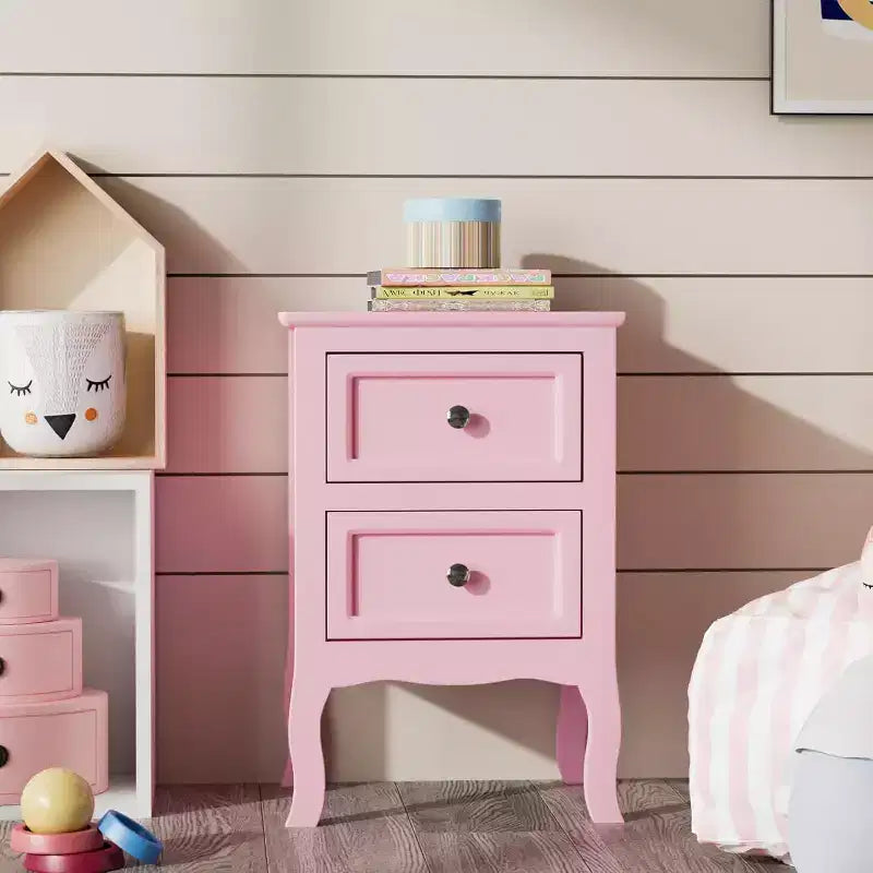 Table de chevet, tables de chevet avec 2 tiroirs, table de chevet/table de nuit, table de chevet rose