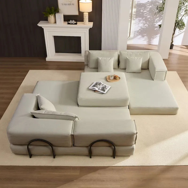118.2  Oversized Upholstered Sectional Sofa Set, DIY Corduroy Sofa