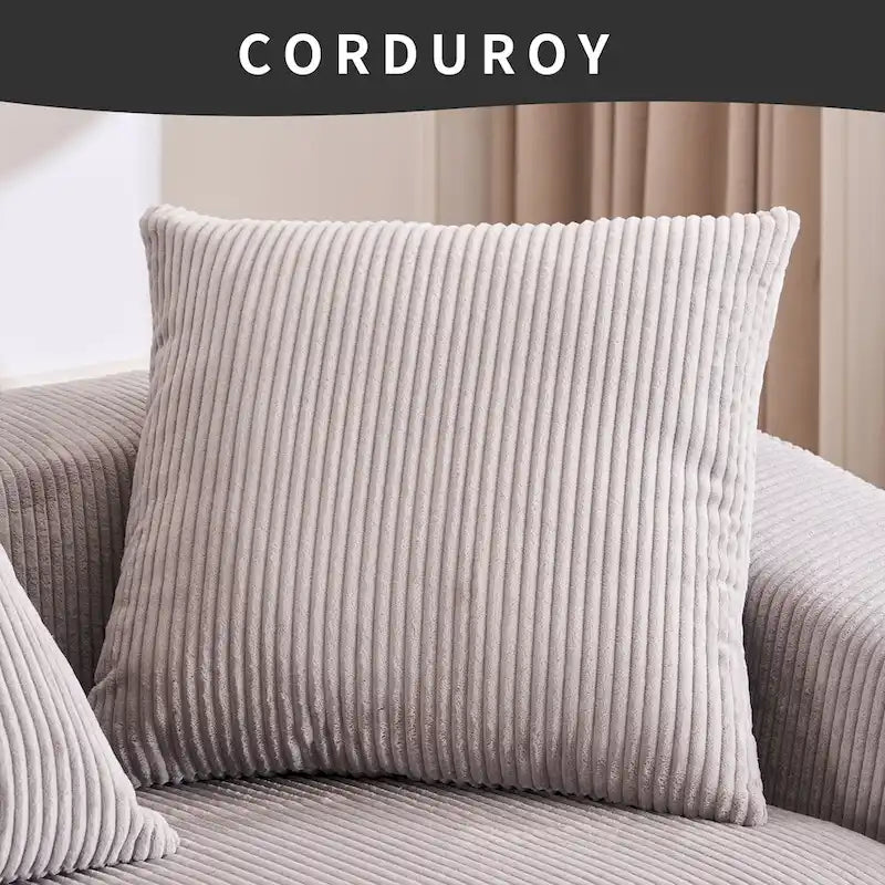 101.6 Corduroy L-Shaped Sectional Sofa with Chaise Lounge and 4 Pillows