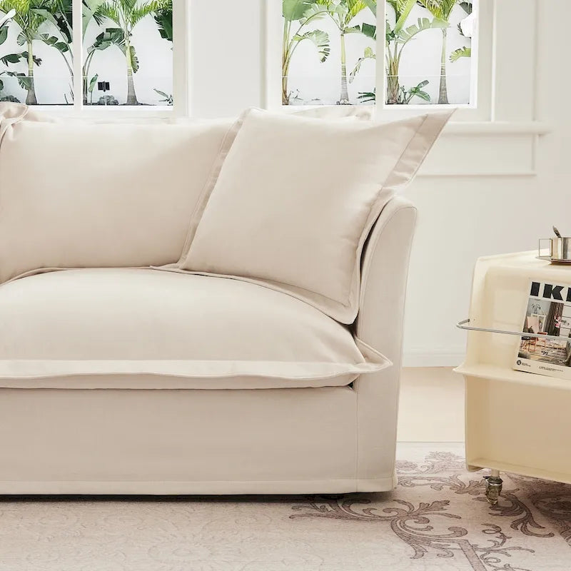 120 Chenille 3-Seater Sofa Set with 3 Ottomans, Sleeper Function & Removable Slipcovers