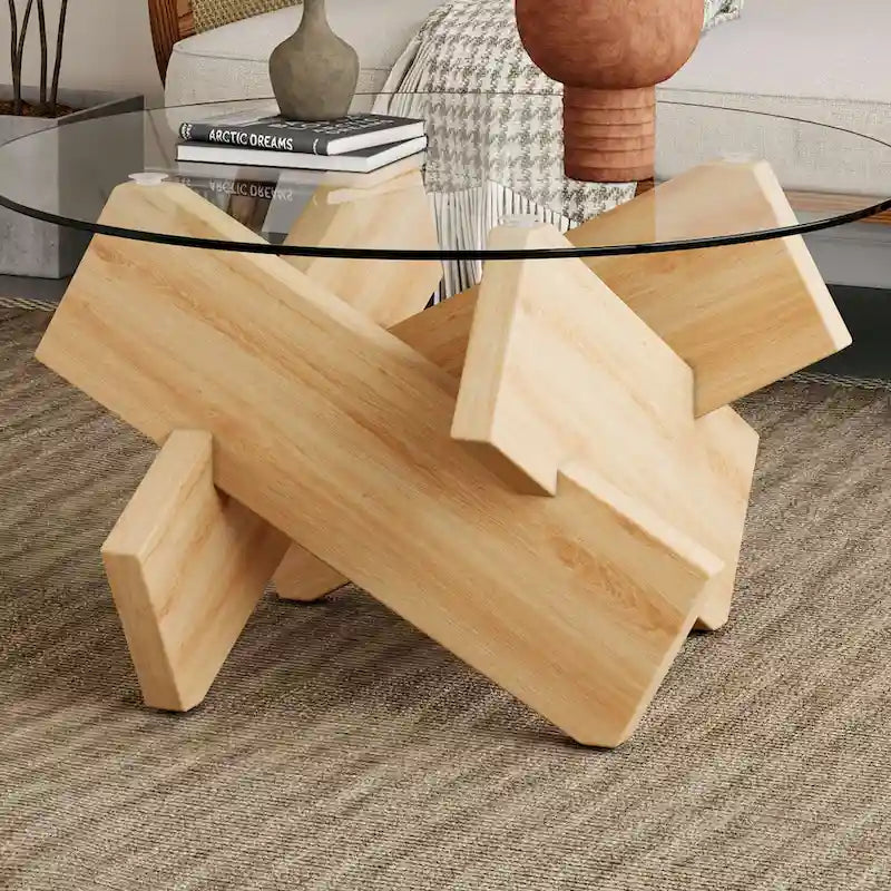 33.4 Modern Round Tempered Glass Table