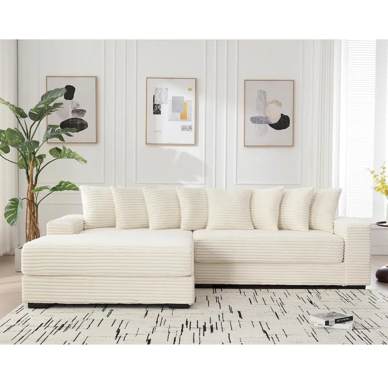 111 Corduroy L-Shaped Sectional Sofa with Oversized Left Chaise