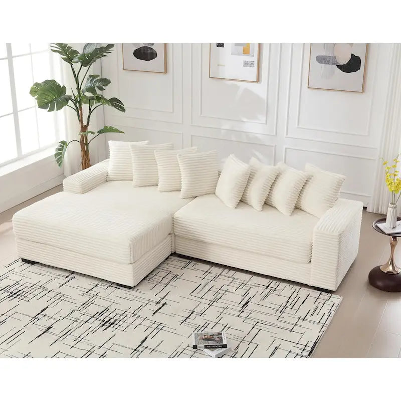 111 Corduroy L-Shaped Sectional Sofa with Oversized Left Chaise
