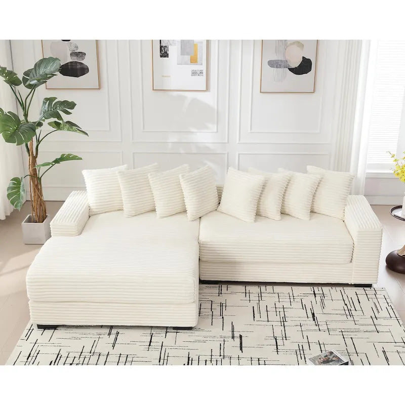 111 Corduroy L-Shaped Sectional Sofa with Oversized Left Chaise