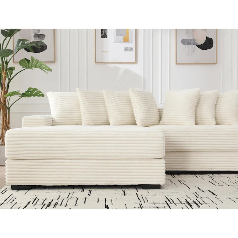 111 Corduroy L-Shaped Sectional Sofa with Oversized Left Chaise
