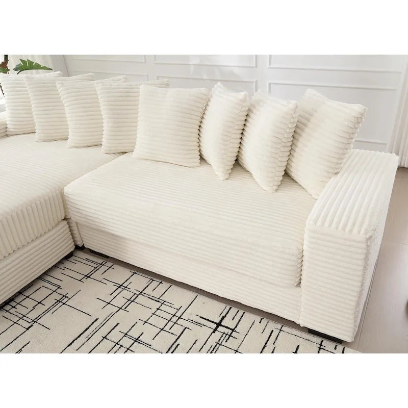 111 Corduroy L-Shaped Sectional Sofa with Oversized Left Chaise