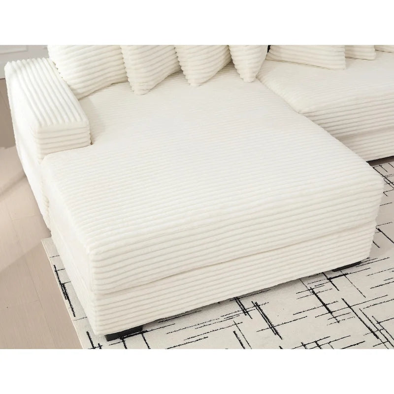 111 Corduroy L-Shaped Sectional Sofa with Oversized Left Chaise