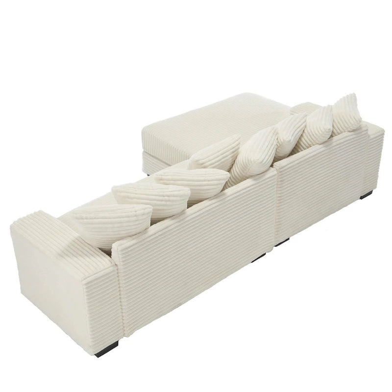 111 Corduroy L-Shaped Sectional Sofa with Oversized Left Chaise