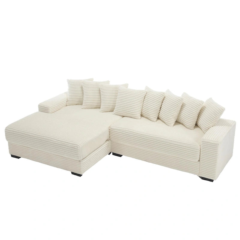 111 Corduroy L-Shaped Sectional Sofa with Oversized Left Chaise