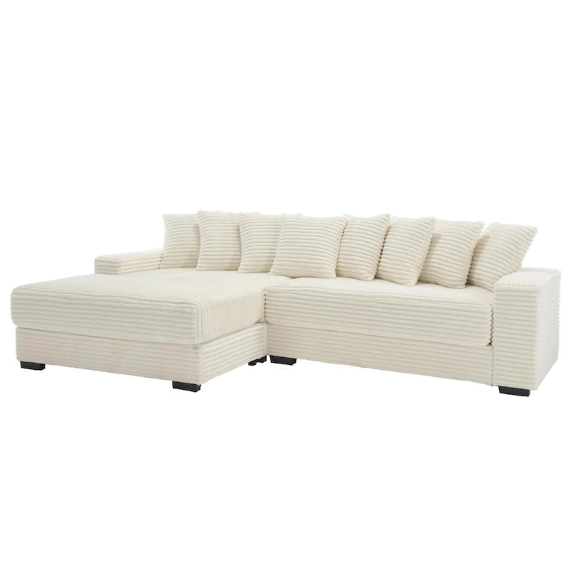 111 Corduroy L-Shaped Sectional Sofa with Oversized Left Chaise
