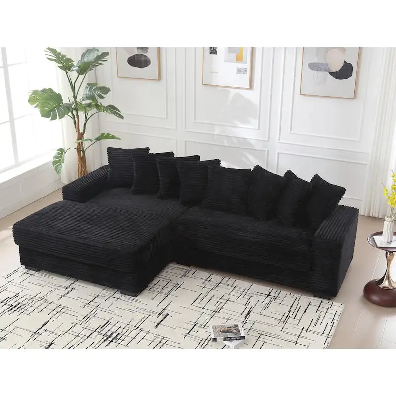 111 Corduroy L-Shaped Sectional Sofa with Oversized Left Chaise