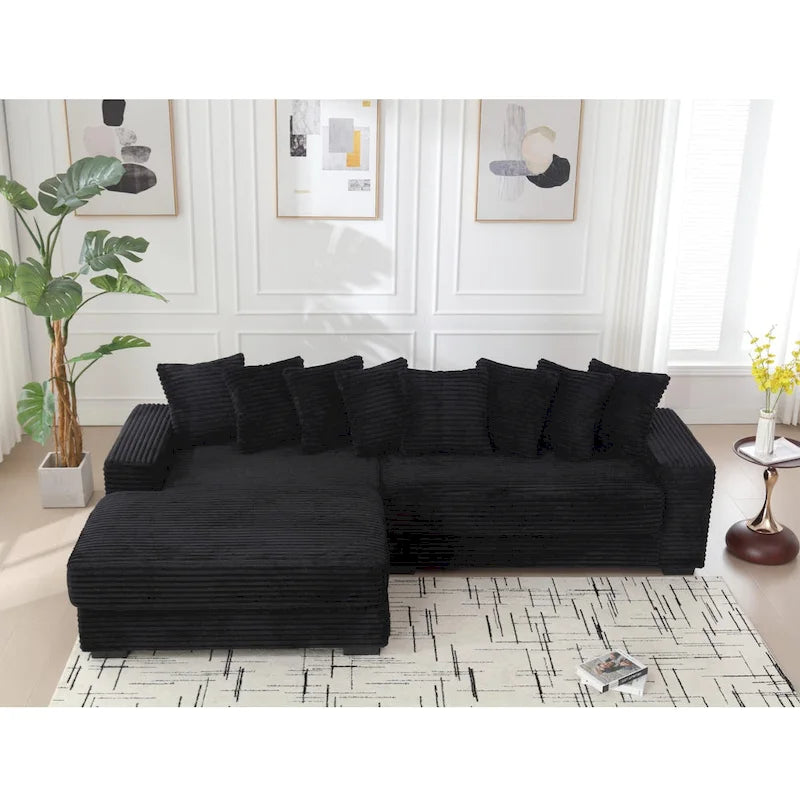 111 Corduroy L-Shaped Sectional Sofa with Oversized Left Chaise