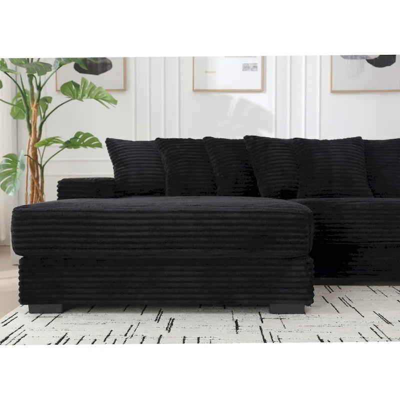 111 Corduroy L-Shaped Sectional Sofa with Oversized Left Chaise