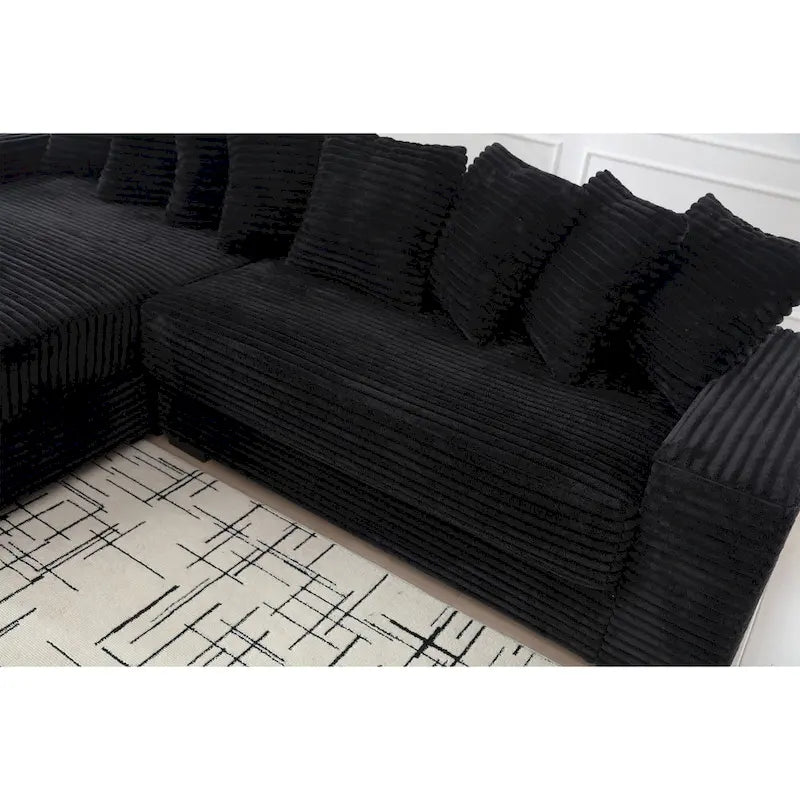 111 Corduroy L-Shaped Sectional Sofa with Oversized Left Chaise