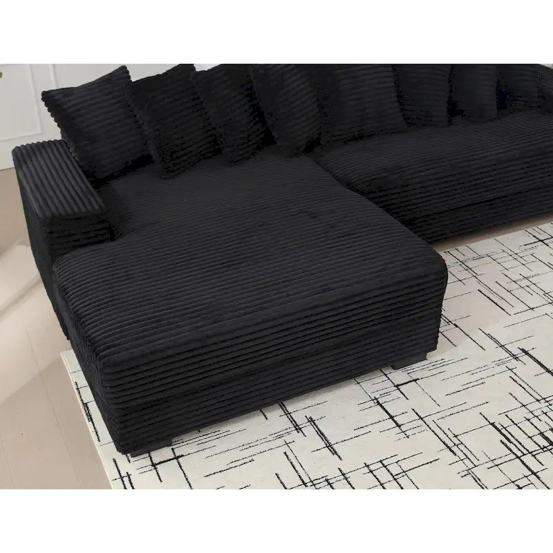 111 Corduroy L-Shaped Sectional Sofa with Oversized Left Chaise