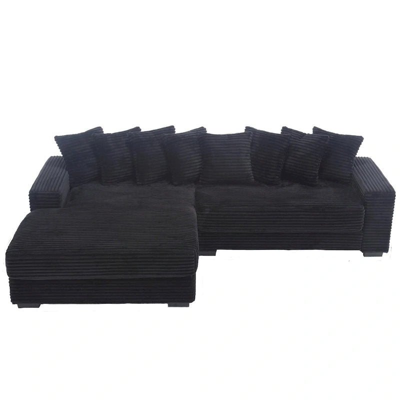 111 Corduroy L-Shaped Sectional Sofa with Oversized Left Chaise