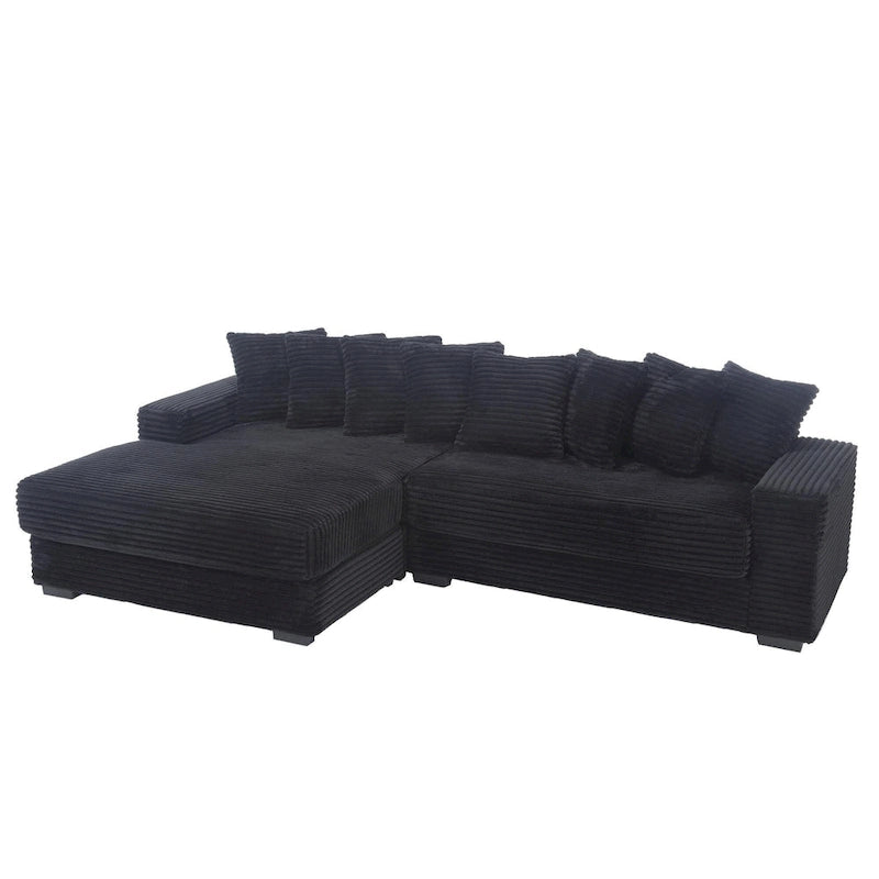 111 Corduroy L-Shaped Sectional Sofa with Oversized Left Chaise