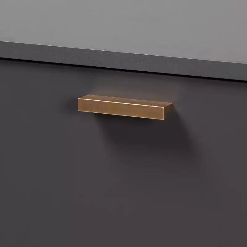 Meuble de rangement 3 portes gris foncé/doré pour entrée avec 4 étagères