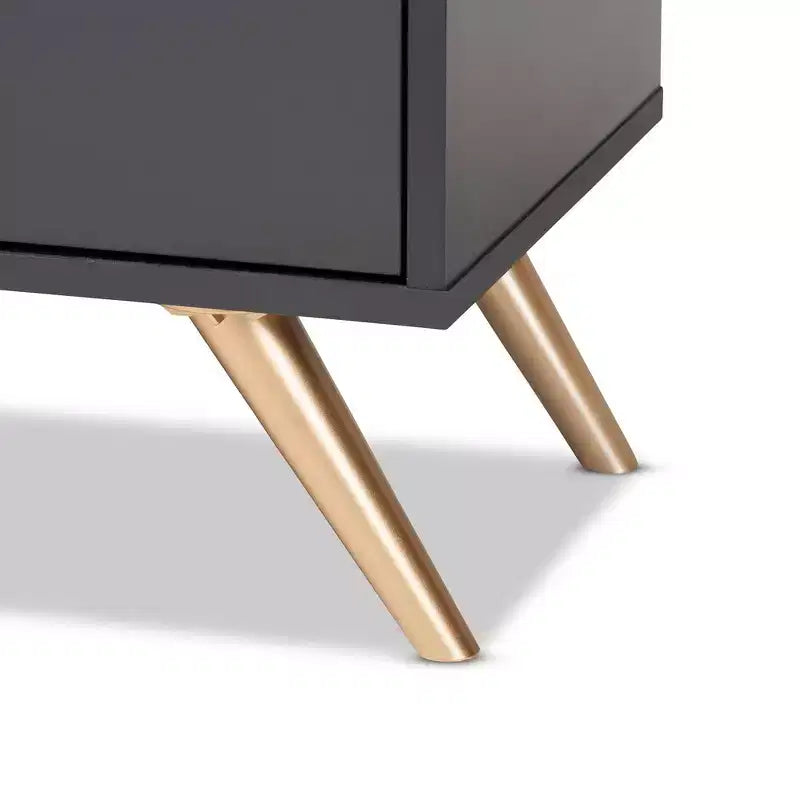 Meuble de rangement 3 portes gris foncé/doré pour entrée avec 4 étagères