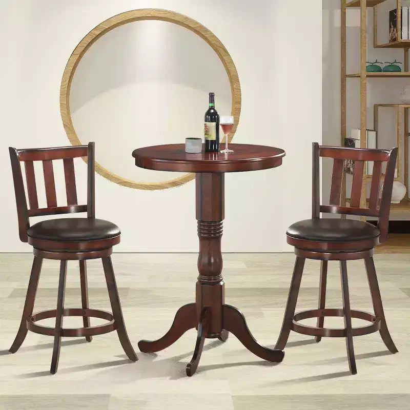 Tabouret de bar pivotant 25" en cuir, rembourré, pour cuisine, pub, bistrot, avec dossier haut