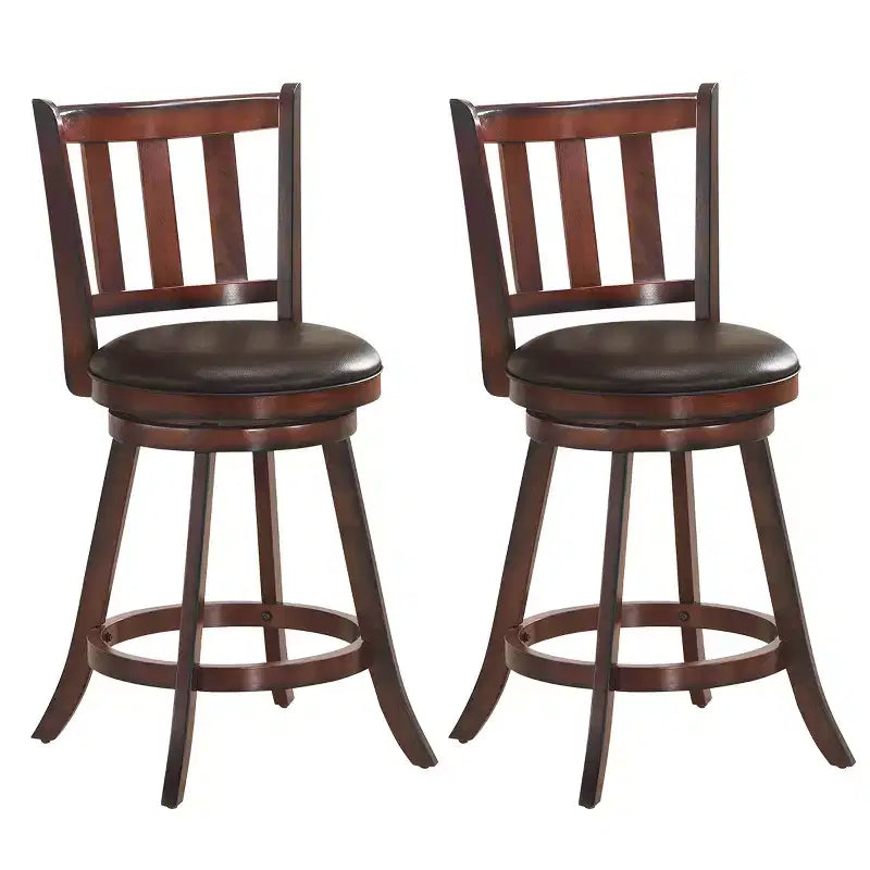 Tabouret de bar pivotant 25" en cuir, rembourré, pour cuisine, pub, bistrot, avec dossier haut