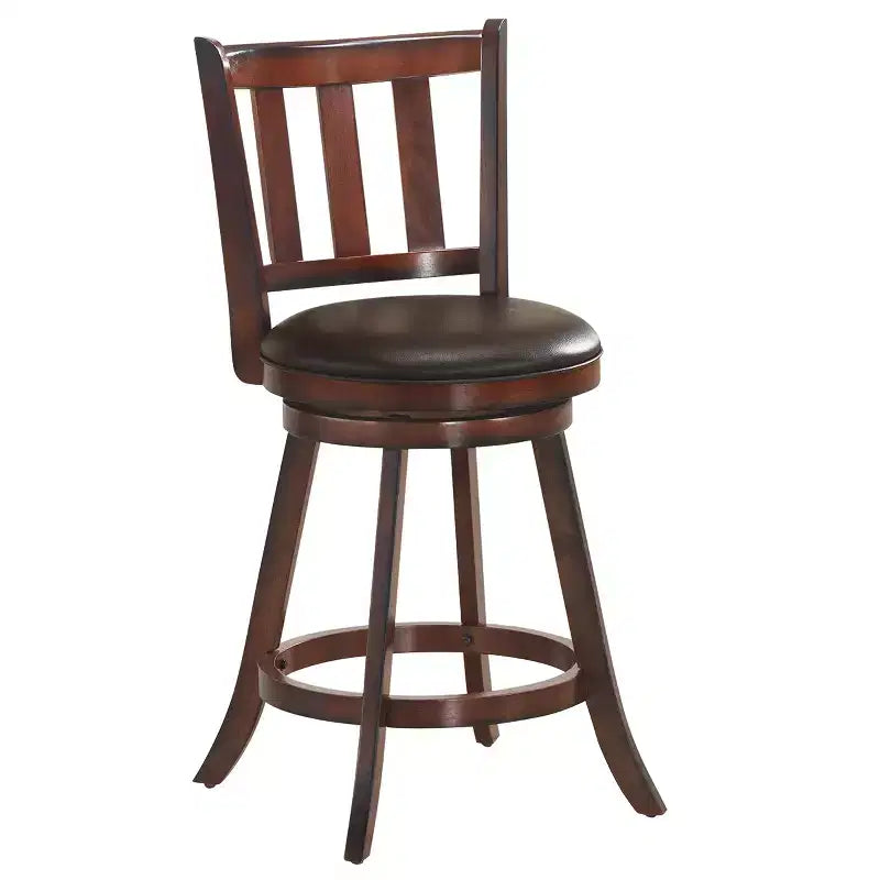 Tabouret de bar pivotant 25" en cuir, rembourré, pour cuisine, pub, bistrot, avec dossier haut
